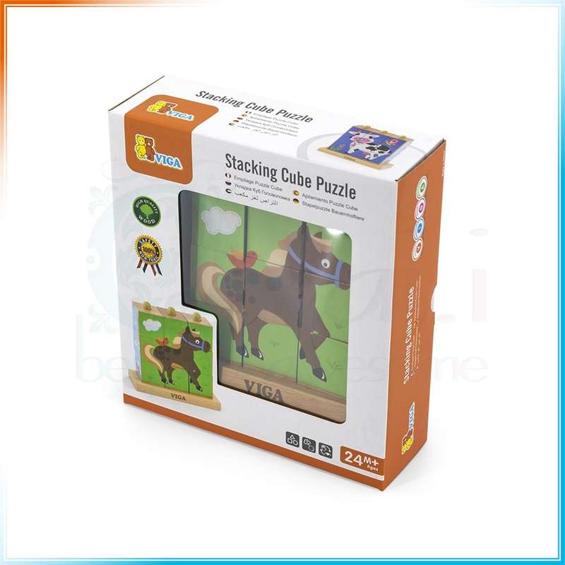VIGA Stacking Cube Puzzle Farm Animals [50833]