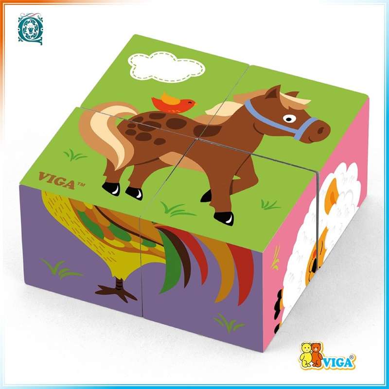 VIGA Six-sided Cube Puzzle Farm Animals [50835]