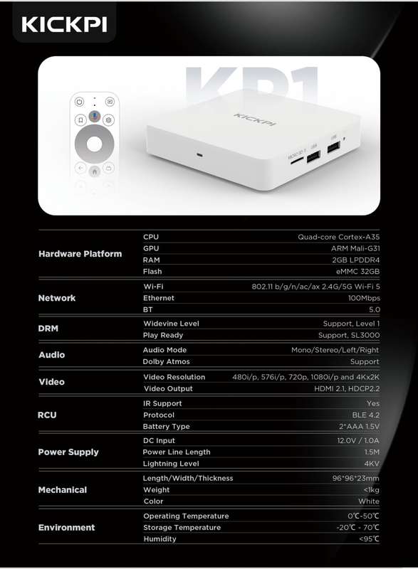 KICKPI android TV box 4K google certified TV box