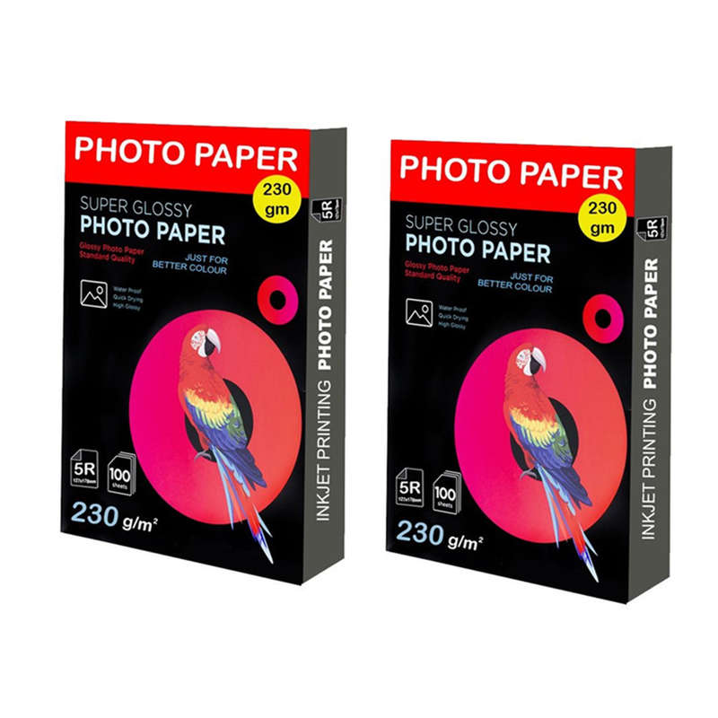 2 Packs 200 sheets 5R glossy Inkjet 230gsm printing photo paper 100 sheets per pack