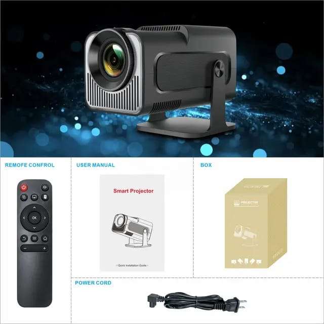 HY320 - 4K Android 11 Multi-Use Projector With 180 Degree Rotation - Black