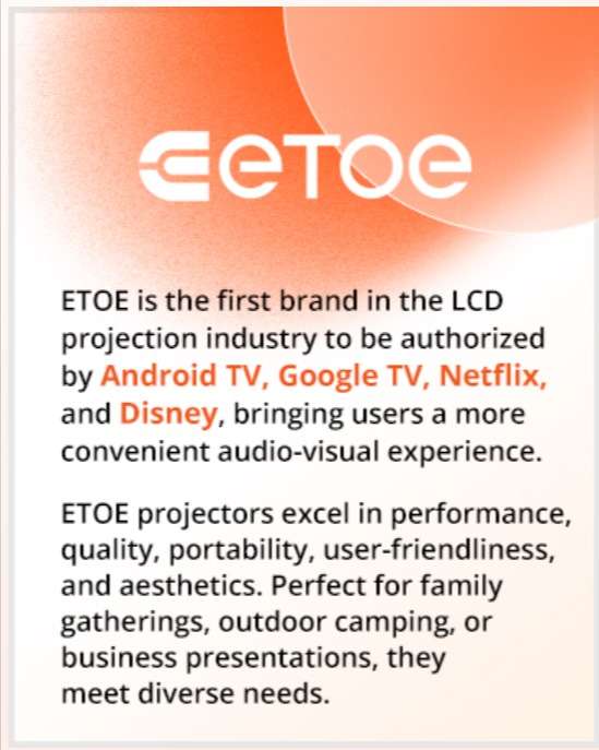 ETOE Android TV 10.0 Projector 1080P FHD Smart Projector TV Netflix Certified Google Certified