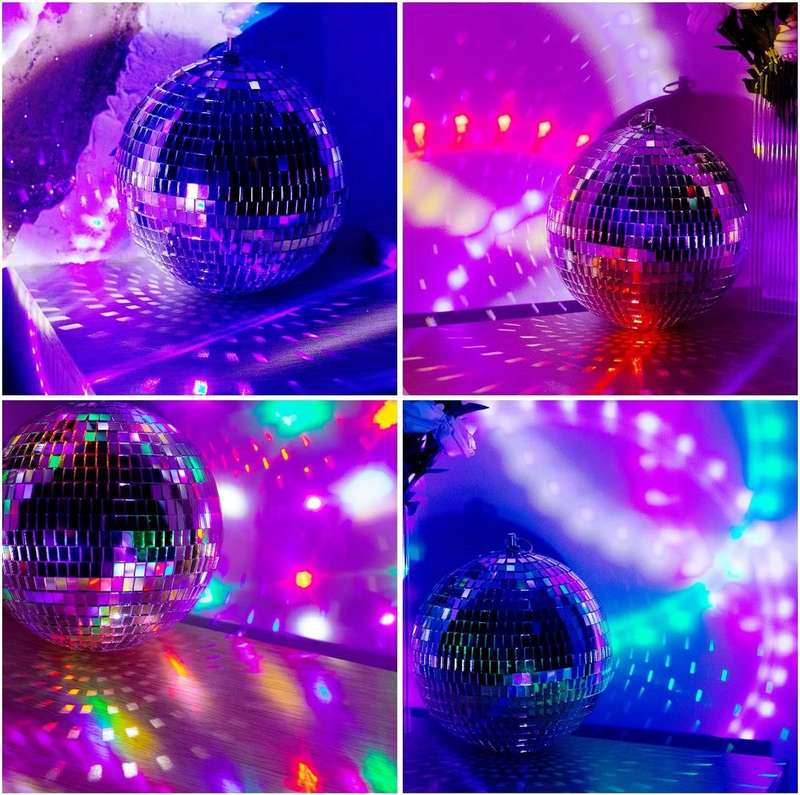 Pack of 4 units 12cm glass mirror ball for disco dance wedding or party