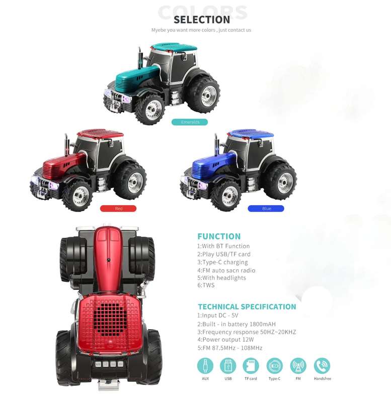 Bluetooth tractor speaker - wireless audio with deep bass