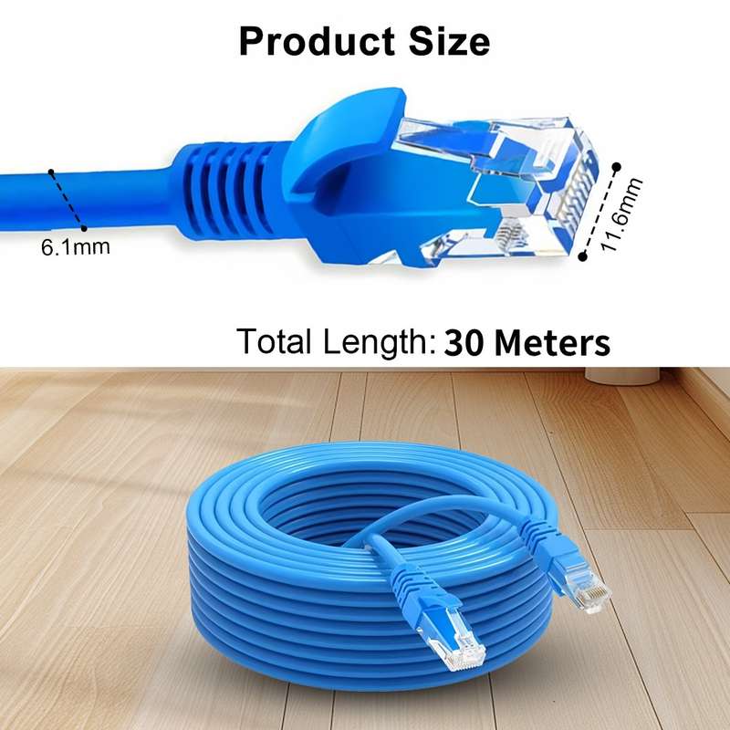 30m CAT6 Ethernet Cable RJ45 Computer Networking Cord High Speed 1000 Mbps