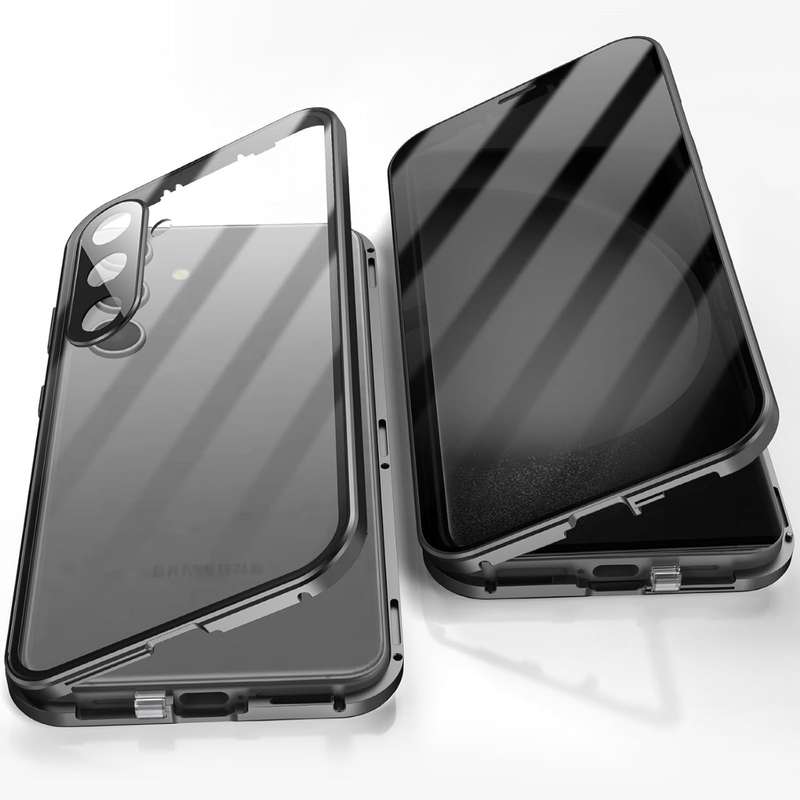 360° Magnetic glass case dual sided protection metal frame compatible with Samsung S24FE S24 FE