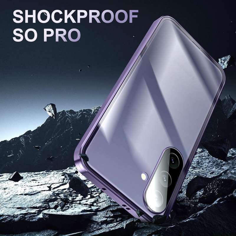360° Magnetic glass case dual sided protection metal frame compatible with Samsung S24FE S24 FE