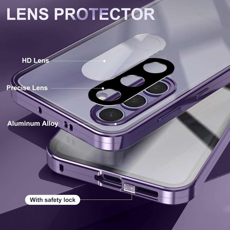 360° Magnetic glass case dual sided protection metal frame compatible with Samsung S24FE S24 FE