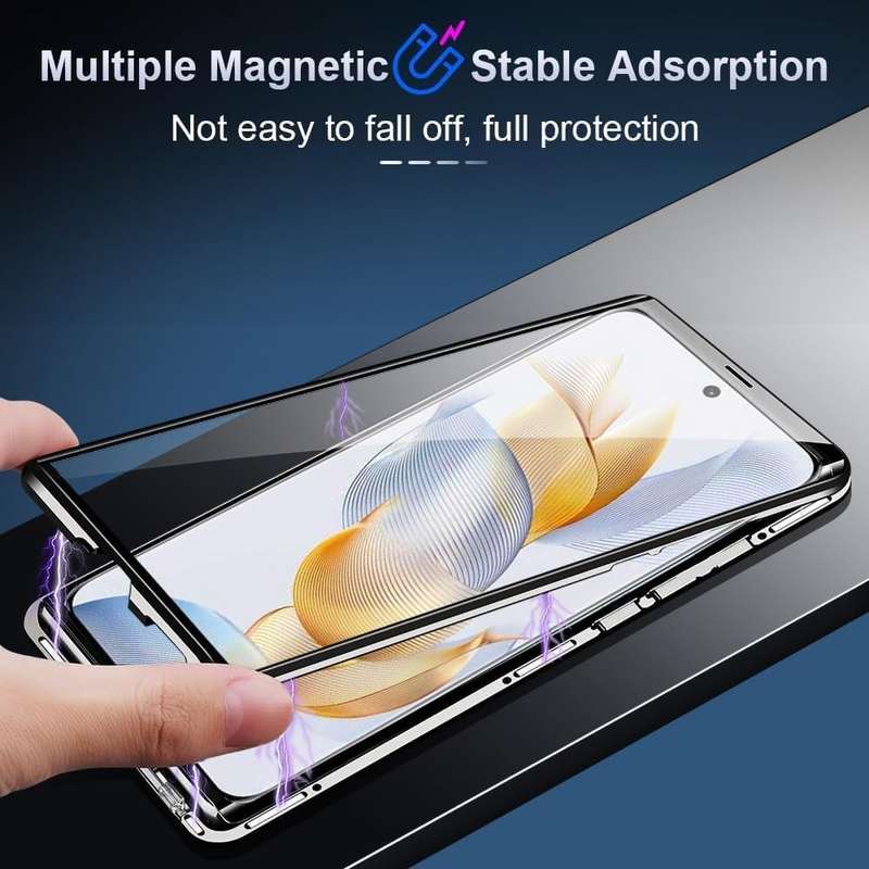 360° Magnetic glass case dual sided protection metal frame for Oppo Reno8 Reno 8