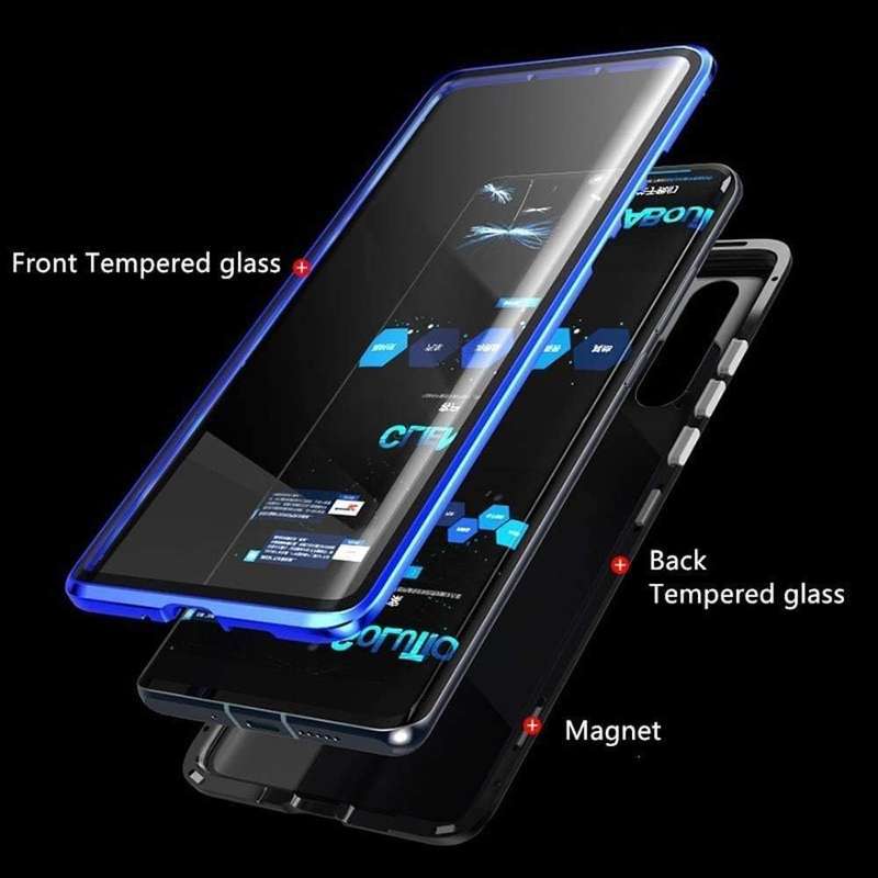 360° Magnetic glass case dual sided protection metal frame for Oppo Reno 7Z 5G