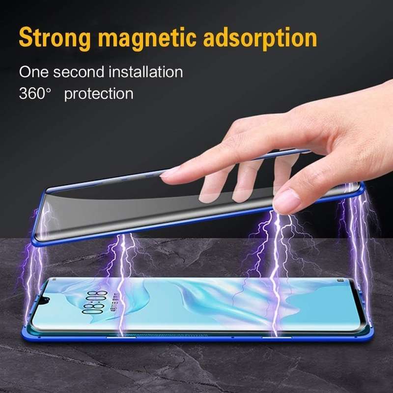 360° Magnetic glass case dual sided protection metal frame for Oppo Reno 7Z 5G
