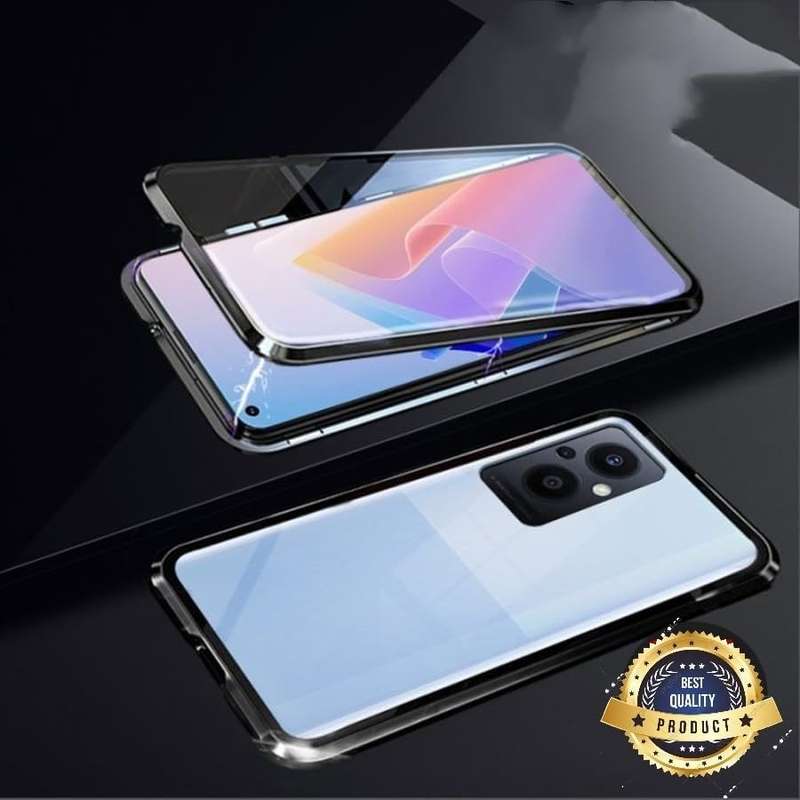 360° Magnetic glass case dual sided protection metal frame for Oppo Reno 7Z 5G