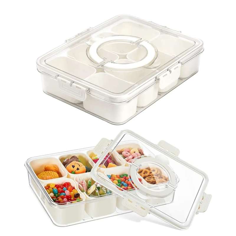 8 Grid plastic food condiment container organiser storage