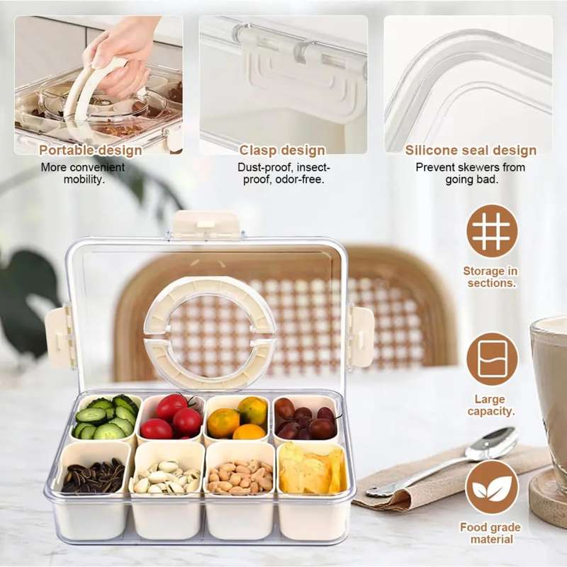 8 Grid plastic food condiment container organiser storage
