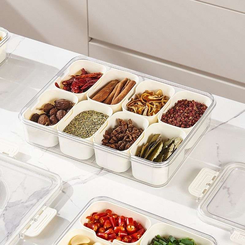 8 Grid plastic food condiment container organiser storage