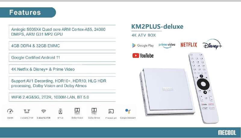 Mecool KM2 Plus Deluxe 4K Certified TV Box Google TV Box Flagship Mecool TV Box