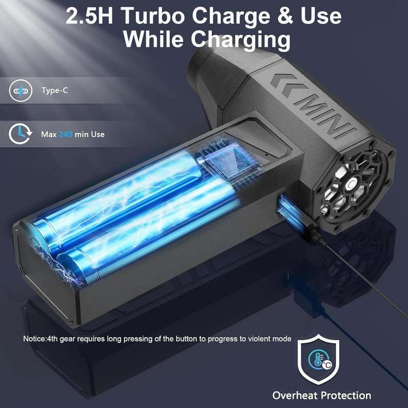 Cordless air duster high speed mini blower power turbo jet fan