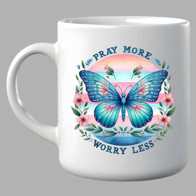 Christian Coffee Mug - Pray More Worry Less