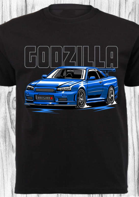 CAR SHIRT_SKYLINE GODZILLA