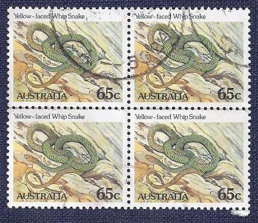 Australia.1982 /Yellow-faced Whip Snake  65c   x4
