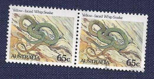 Australia.1982 /Yellow-faced Whip Snake  65c   x2