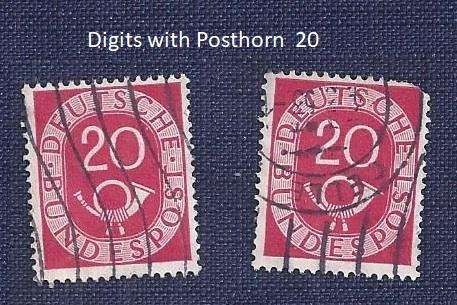 Germany.1951.Digits with Posthorn  20 x 2 stamps