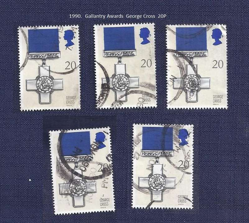 Britain.  1990.  Gallantry Awards  George Cross  20P X 5 STAMPS