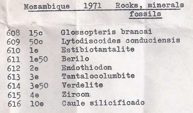 Mozambique/1971Rocks, Minerals and Fossils UHM  8 of set of 9
