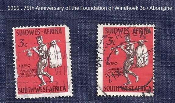 SWA/1965 .75th Anniversary of the Foundation of Windhoek  3c  Aborigine  x2