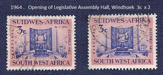 SWA/1964 .Opening of Legislative Assembly Hall, Windhoek  3c  x 2