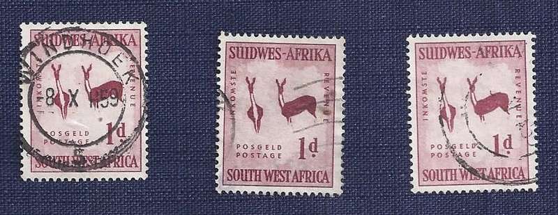 SWA/1954  .Rock Carvings,  1d    Gazelles  x 3