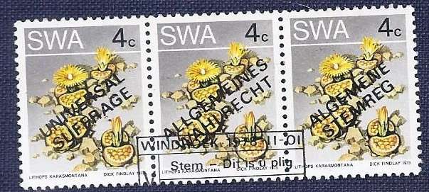 SWA/1978Desert Plant  4c   Universal Suffrage: strip of 3