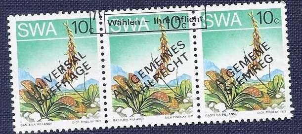SWA/1978Desert Plant  10c   Universal Suffrage: strip of 3
