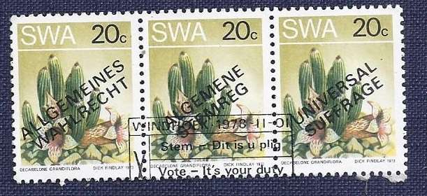 SWA/1978Desert Plant  20c   Universal Suffrage: strip of 3