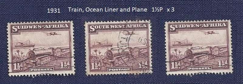 SWA .1936 .Train, Ocean Liner and Plane   1½P   x 3