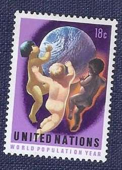 UN New York1 974 World Population Year   Children and Globe 18c
