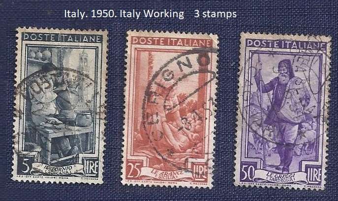 Italy. 1950. Italy Working   3 stamps