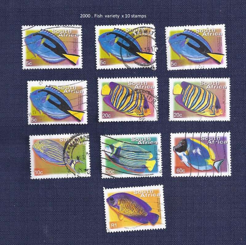RSA.2000 .Fish  variety  x 10 stamps