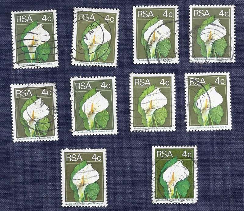 RSA. 1974.   Flora and Fauna  4c   Calla Lily  x10 stamps