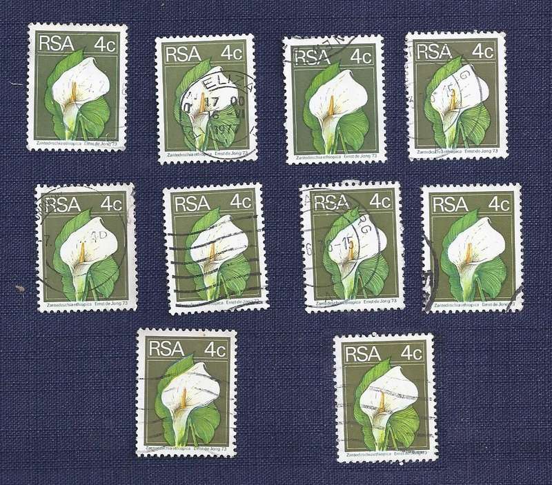 RSA. 1974.   Flora and Fauna  4c   Calla Lily  x10 stamps