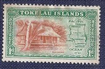 Tokelau Islands.1948.Definitive Issues  1d  Nukunono Dwelling