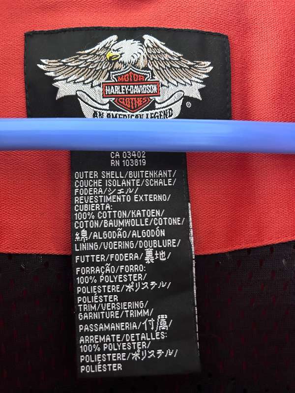 Harley-Davidson jacket with distinctive quilted stitching on the shoulders and chest.