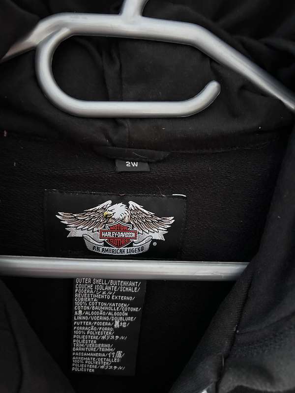 Harley-Davidson jacket with distinctive quilted stitching on the shoulders and chest.