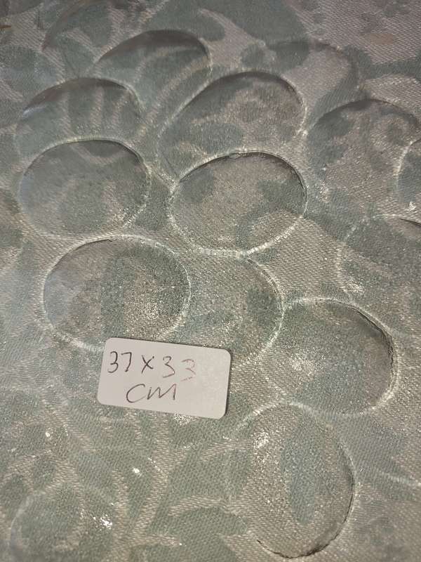 AN ART DECOR GLASS FRUIT PLATTER WITH A GRAPE VINE DESIGN SOLD AS IS