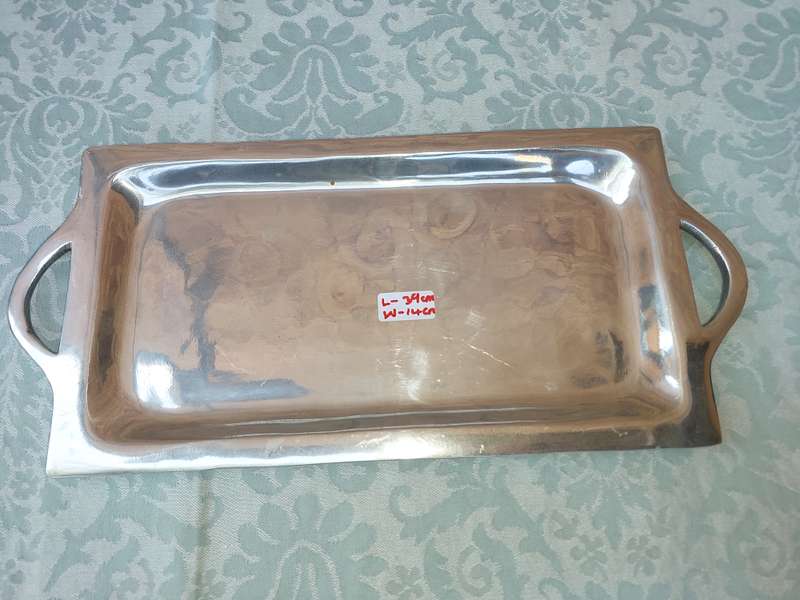 A RECTANGULAR ART DECOR  ALUMINIUM ALLOY SERVING TRAY