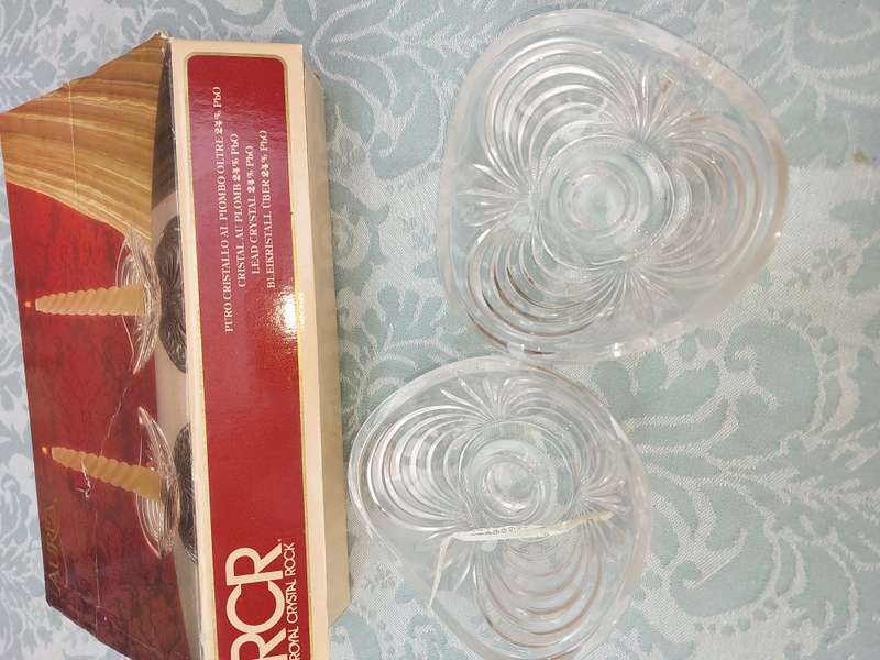 A SET OF RCR, ROYAL CRYSTAL ROCK CANDLE HOLDERS, LEAD CRYSTAL