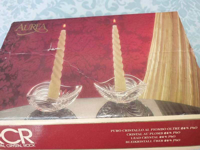 A SET OF RCR, ROYAL CRYSTAL ROCK CANDLE HOLDERS, LEAD CRYSTAL