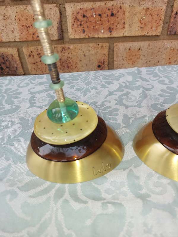 A VINTAGE SET OF JEWISH WEDDING GIFT LOLA ART DECOR CANDLE STANDS
