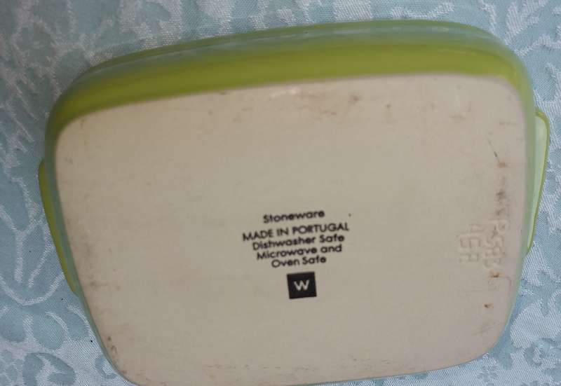 TWO GREEN COLOURED STONEWAREOVEN PROOF LAZANIA DISHES