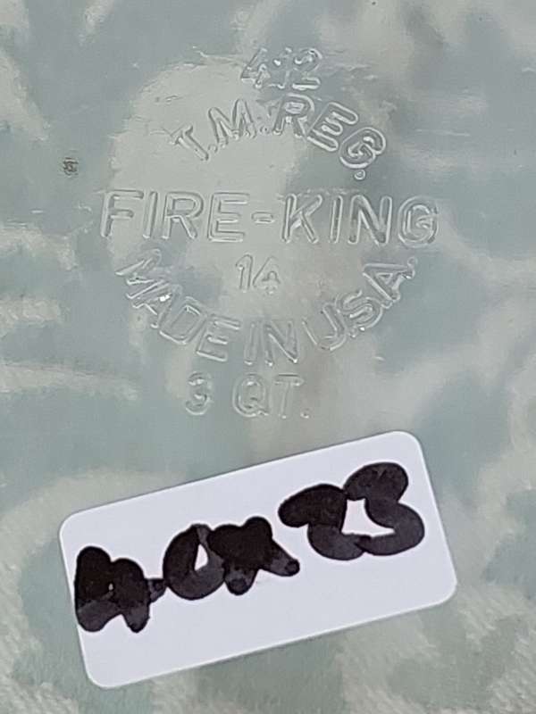 A FIRE KING 14 CASSEROLE MADE IN THE USA SOLD AS IS